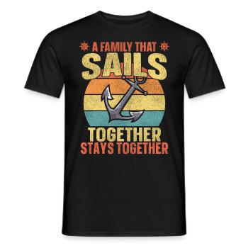 Sailing Anchor Retro Family Sails - Men's T-Shirt - black - Front - AI Model Male 178 light (178cm)