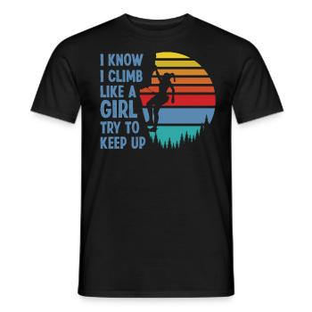 Rock Climbing Climber Retro Climb - Männer T-Shirt - Schwarz - Vorne - AI Model Male 178 light (178cm)