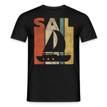 Sail Sailboat Vintage Retro - T-shirt homme - noir - Devant - AI Model Male 178 light (178cm)