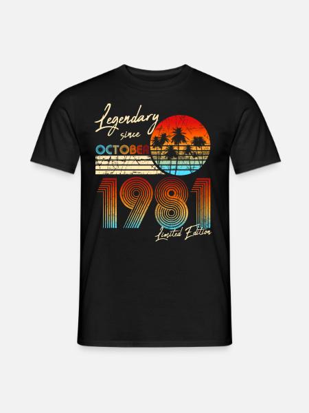 40. Geburtstag Vintage Legendär Oktober 1981 - Männer T-Shirt - Schwarz