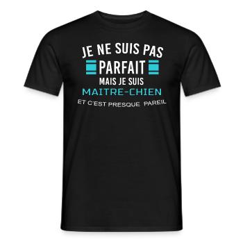 je ne suis pas parfait MAITRE CHIEN - T-shirt homme - noir - Devant - AI Model Male 178 light (178cm)