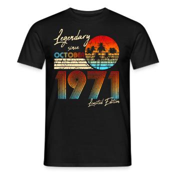 50e anniversaire Vintage 50 Légende Octobre 1971 - T-shirt homme - noir - Devant - AI Model Male 178 light (178cm)