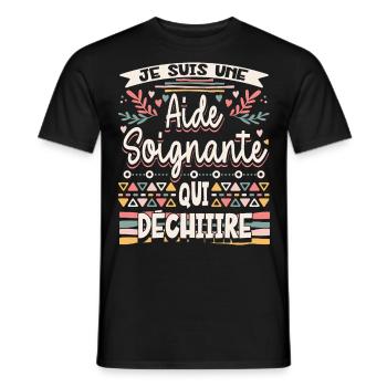 Aide Soignante Humour Aides Soignants - T-shirt homme - noir - Devant - AI Model Male 178 light (178cm)