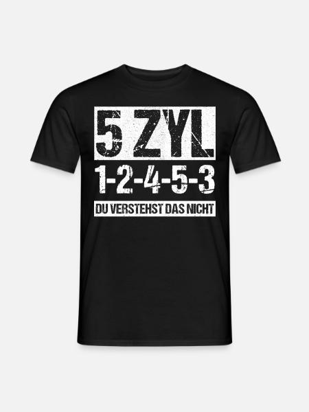5 Zylinder Autoliebhaber Geschenk - Männer T-Shirt - Schwarz