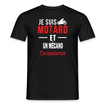 je suis MOTARD Exceptionnel et un MÉCANO - T-shirt homme - noir - Devant - AI Model Male 178 light (178cm)