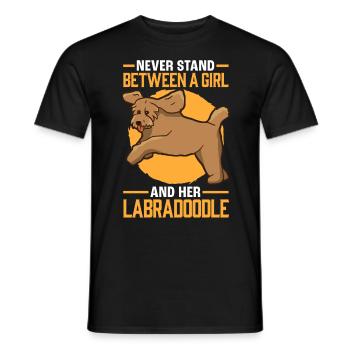 Girls with Labradoodle Australia Goldendoodle - Men's T-Shirt - black - Front - AI Model Male 178 light (178cm)