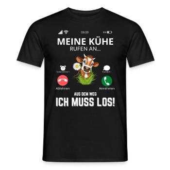 Meine Kühe rufen an - Kuhliebhaber Landwirtschaft - Männer T-Shirt - Schwarz - Vorne - AI Model Male 178 light (178cm)