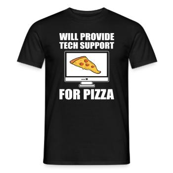 Will Provide Tech Support For Pizza Tech Support - Men's T-Shirt - black - Front - AI Model Male 178 light (178cm)