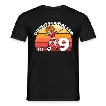 9. Geburtstag fußball Jungen 9 Jahre alt - Männer T-Shirt - Schwarz - Vorne - AI Model Male 178 light (178cm)