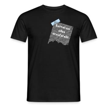 zettel weiss - Männer T-Shirt - Schwarz - Vorne - AI Model Male 178 light (178cm)
