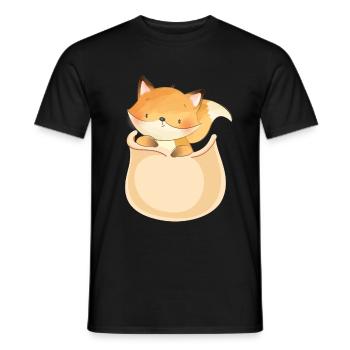 Marsupium Bébé Renard Roux - T-shirt homme - noir - Devant - AI Model Male 178 light (178cm)