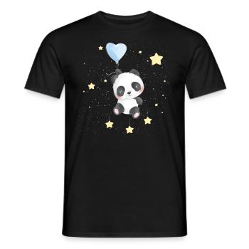 Space Panda With Stars - Men's T-Shirt - black - Front - AI Model Male 178 light (178cm)