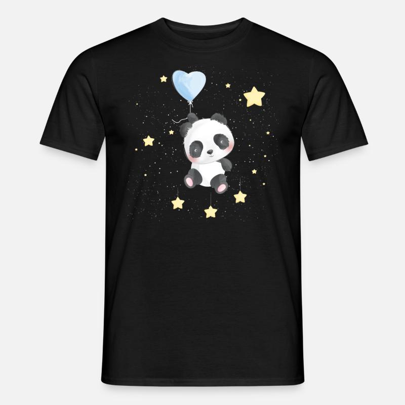 Space Panda mit Sternen - Männer T-Shirt - Schwarz