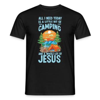 Jesus Coffee & Tente de camping - T-shirt homme - noir - Devant - AI Model Male 178 light (178cm)
