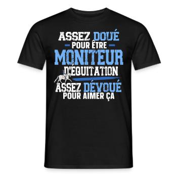 Equitation Cheval Cavalier Sport équestre Humour - T-shirt homme - noir - Devant - AI Model Male 178 light (178cm)