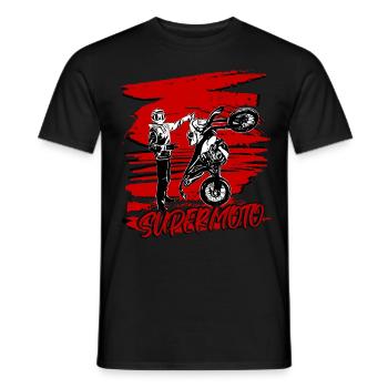 Supermoto / Supermotard / Supermoto Wheelie - Men's T-Shirt - black - Front - AI Model Male 178 light (178cm)