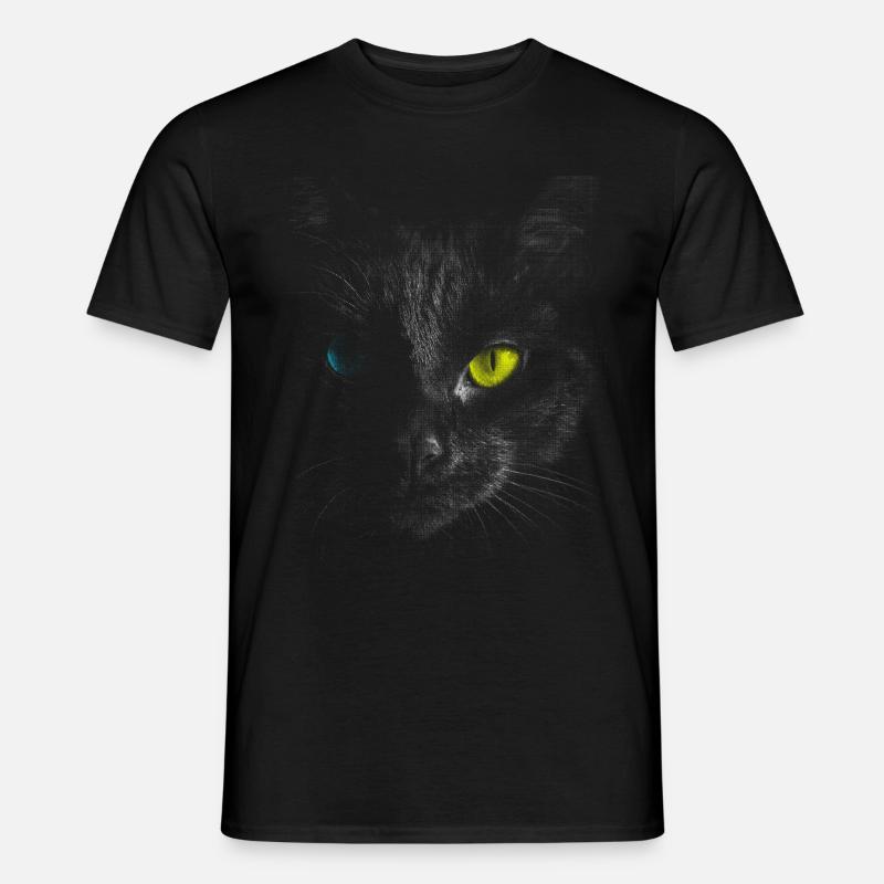 Schwarze Katze - Männer T-Shirt - Schwarz