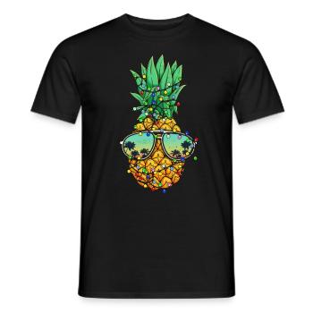 Pineapple Christmas Tree Christmas Lights Hawaii - Men's T-Shirt - black - Front - AI Model Male 178 light (178cm)