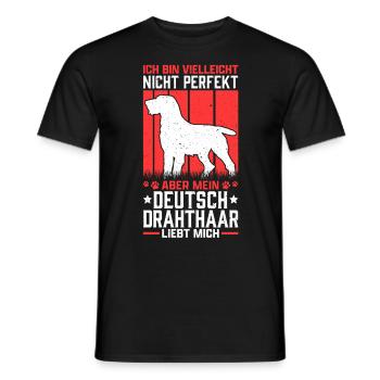 Mein Deutsch Drahthaar liebt mich Vorstehhund - Männer T-Shirt - Schwarz - Vorne - AI Model Male 178 light (178cm)