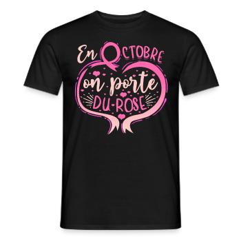Octobre Ruban Rose Cancer du Sein Sensibilisation - T-shirt homme - noir - Devant - AI Model Male 178 light (178cm)