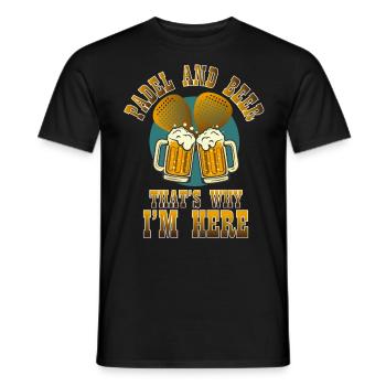 Padel et bière c’est pourquoi je suis ici padel tennis - T-shirt homme - noir - Devant - AI Model Male 178 light (178cm)