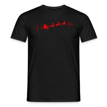Weihnachten mit Herzschlag Rentier Geschenk - Männer T-Shirt - Schwarz - Vorne - AI Model Male 178 light (178cm)