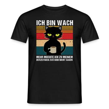 Morgenmuffel Katze - Männer T-Shirt - Schwarz - Vorne - AI Model Male 178 light (178cm)