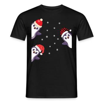 Penguin Christmas Pyjama Gift - Men's T-Shirt - black - Front - AI Model Male 178 light (178cm)