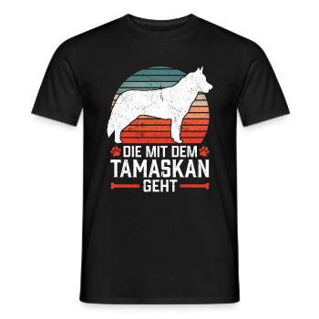 Die mit dem Tamaskan geht Wolf-Hund Tamaskan - Männer T-Shirt - Schwarz - Vorne - AI Model Male 178 light (178cm)