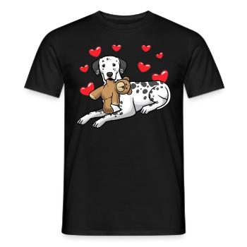 Chien en peluche dalmate et de nombreux cœurs - T-shirt homme - noir - Devant - AI Model Male 178 light (178cm)