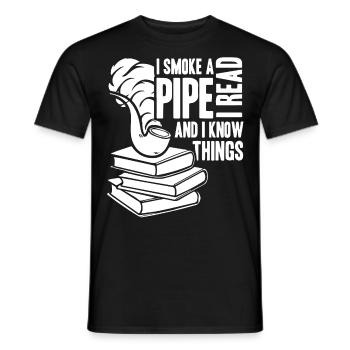 Buchliebhaber Pfeifenraucher Tabakliteratur - Männer T-Shirt - Schwarz - Vorne - AI Model Male 178 light (178cm)