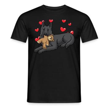 Groenendael chien en peluche et de nombreux cœurs - T-shirt homme - noir - Devant - AI Model Male 178 light (178cm)