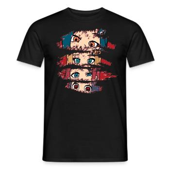 Anime Girl Augen - Japan Kunst Waifu Motiv - Männer T-Shirt - Schwarz - Vorne - AI Model Male 178 light (178cm)