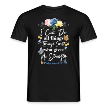 Christian Bible Verse Butterfly - Men's T-Shirt - black - Front - AI Model Male 178 light (178cm)