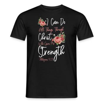 Christian Bible Verse Quote Rose - Männer T-Shirt - Schwarz - Vorne - AI Model Male 178 light (178cm)