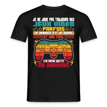 Gamer Drôle Jeux Vidéo Gaming - T-shirt homme - noir - Devant - AI Model Male 178 light (178cm)