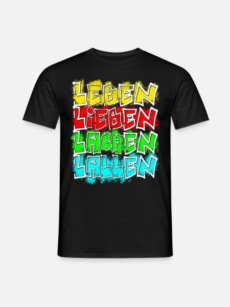 leben lieben etc weiss - Männer T-Shirt - Schwarz
