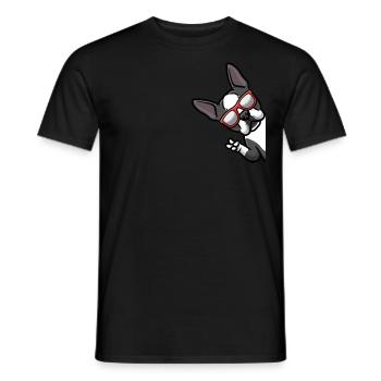 Chien Boston Terrier du côté du bouledogue de Boston - T-shirt homme - noir - Devant - AI Model Male 178 light (178cm)