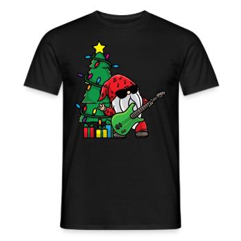 Guitar Gnome Christmas Tree Xmas Guitarist - Men's T-Shirt - black - Front - AI Model Male 178 light (178cm)