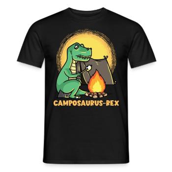 Dinosaure T-Rex Jurrasic Campfire Camping-car - T-shirt homme - noir - Devant - AI Model Male 178 light (178cm)