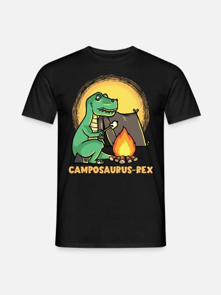 Dinosaurier T-Rex Jurrasic Lagerfeuer Wohnmobil - Mænd T-shirt - sort