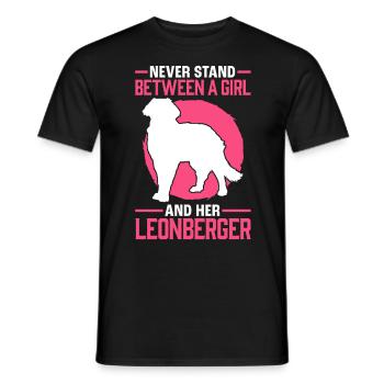 Mädchen mit ihrem Leonberger Leonberg Hund - Männer T-Shirt - Schwarz - Vorne - AI Model Male 178 light (178cm)