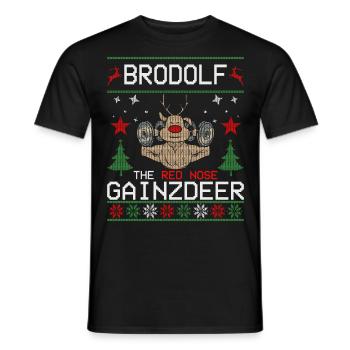 Brodolf Le Nez Rouge Gainzdeer Pull Moche - T-shirt homme - noir - Devant - AI Model Male 178 light (178cm)