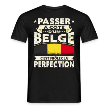 Belgique Drapeau Belge - T-shirt homme - noir - Devant - AI Model Male 178 light (178cm)