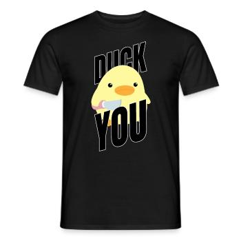 Duck you Ente Mit Messer Duck with Knife Meme Fun - Men's T-Shirt - black - Front - AI Model Male 178 light (178cm)