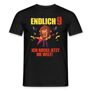 Endlich 9 Rockmusik Jungen Mädchen 9. Geburtstag - Männer T-Shirt - Schwarz - Vorne - AI Model Male 178 light (178cm)