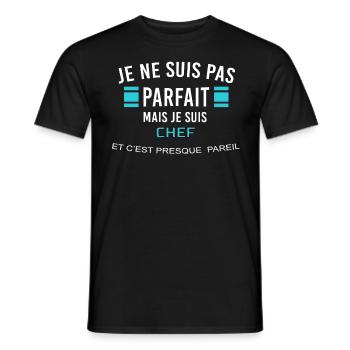 je ne suis pas parfait CHEF - T-shirt homme - noir - Devant - AI Model Male 178 light (178cm)
