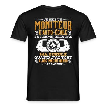 Moniteur De Conduite Moniteur D'Auto-École - T-shirt homme - noir - Devant - AI Model Male 178 light (178cm)