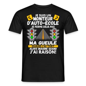 Moniteur De Conduite Moniteur D'Auto-École - T-shirt homme - noir - Devant - AI Model Male 178 light (178cm)