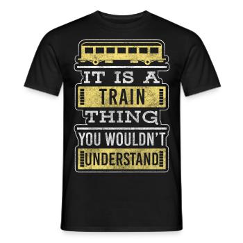 Eisenbahn Dampflok Modelleisenbahn - Männer T-Shirt - Schwarz - Vorne - AI Model Male 178 light (178cm)